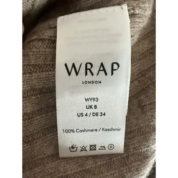 Wrap London Beige Cashmere Funnel Neck Tunic Sweater Small - Picture 4 of 4